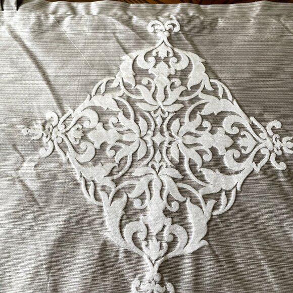 J Queen New York Decorative Pillow Sham Gray White Pleated Trim u - Picture 2 of 6